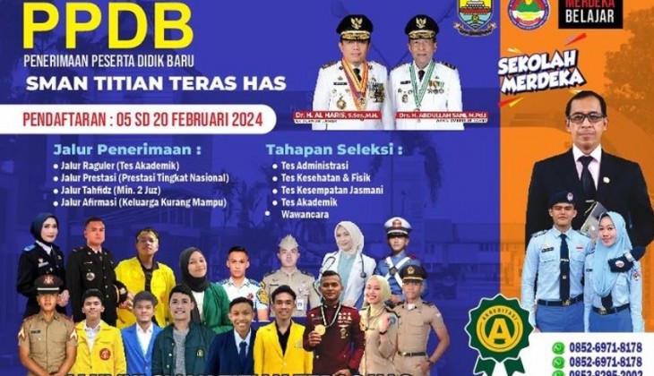 Pendaftaran PPDB SMAN Titian Teras HAS Tahun Pelajaran 2024/2025 Telah Dibuka